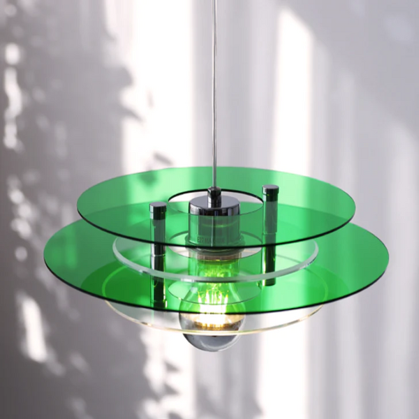 Lampe à suspension LED en acrylique à couches de couleurs rétro