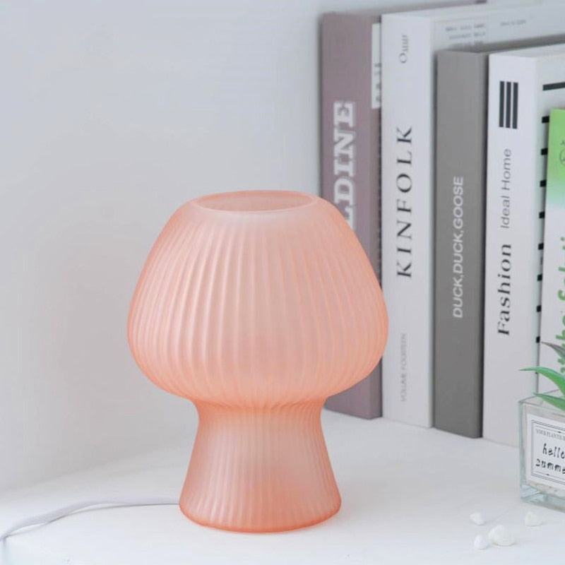Tulip Mushroom Bedroom Glass Table Lamp with 3 Color Modes 