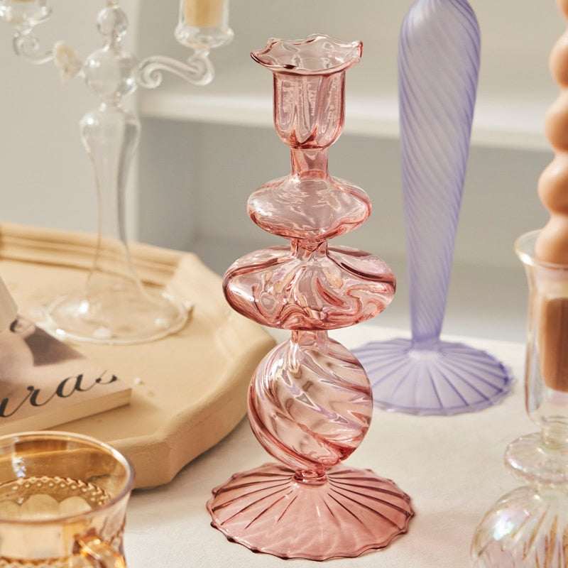 Glass Candlestick Crystal Glass Candle Holders