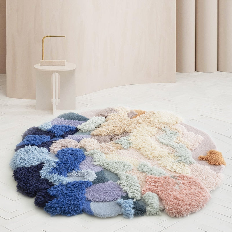 Round Thick Fluffy Wool Rug