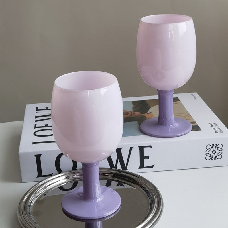 Glass Pink Purple Cocktail Glass for Whiskey Wine Beer Glass Coffee Tea Cute Cup Milk Water Drinking Glass