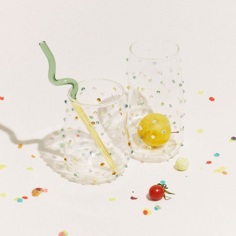 Sugar Coated Confetti Handmade Glass Graphic Organic shape colored cocktail glass