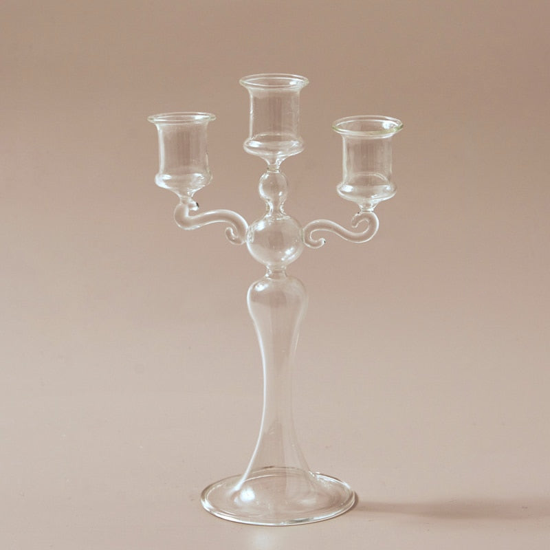 Glass Candlestick Crystal Glass Candle Holders