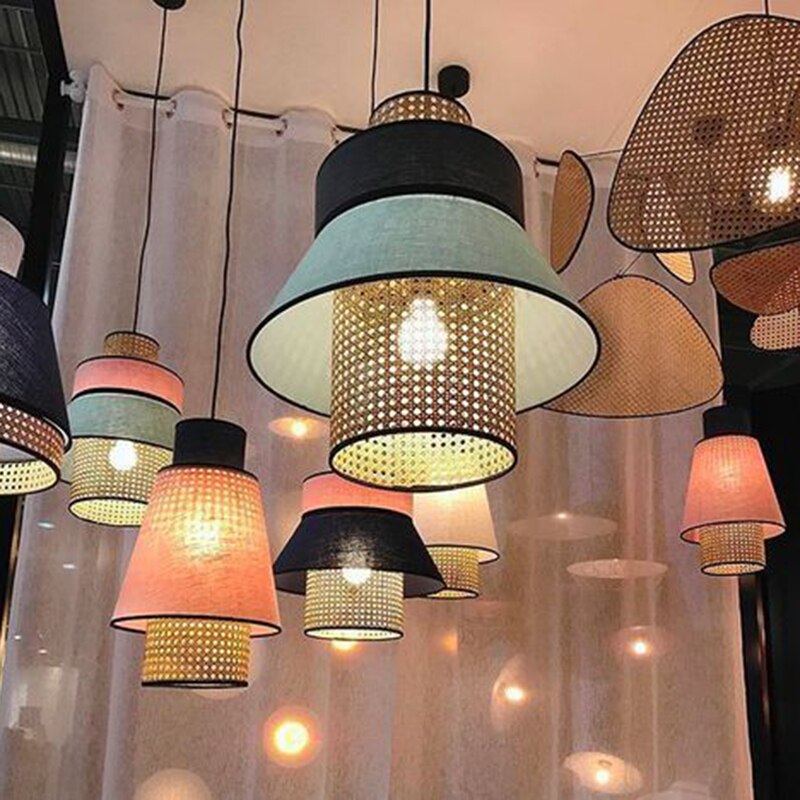 Lampes suspendues modernes en rotin Edo