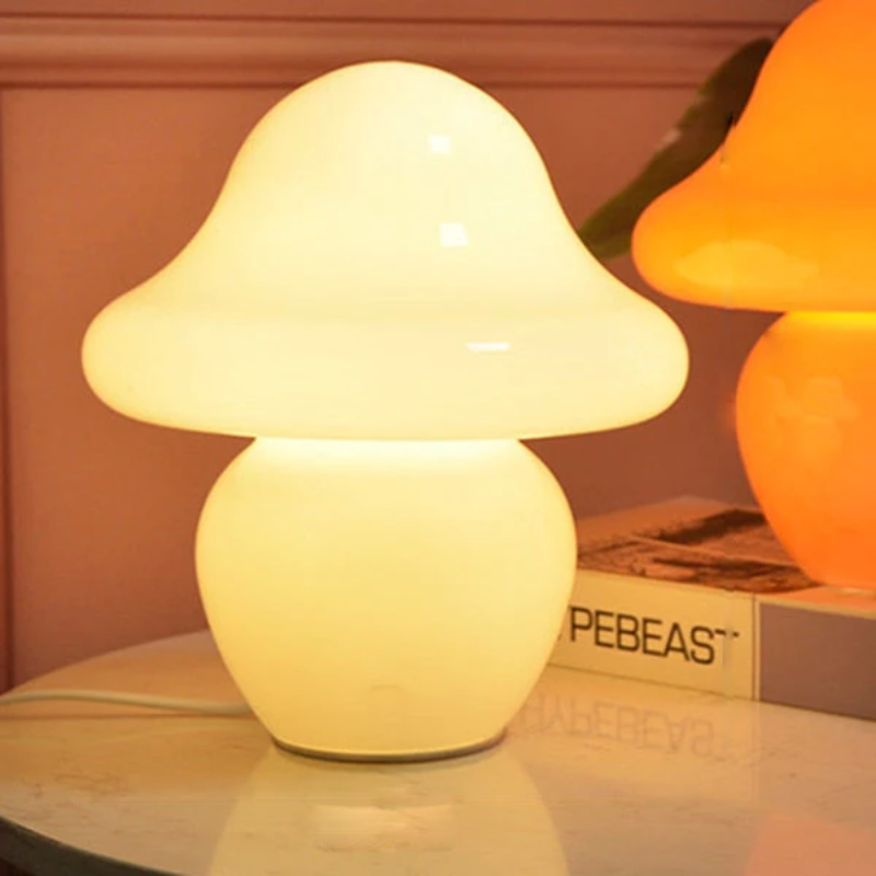 Vintage Glass Night Lamp Mushroom Shape