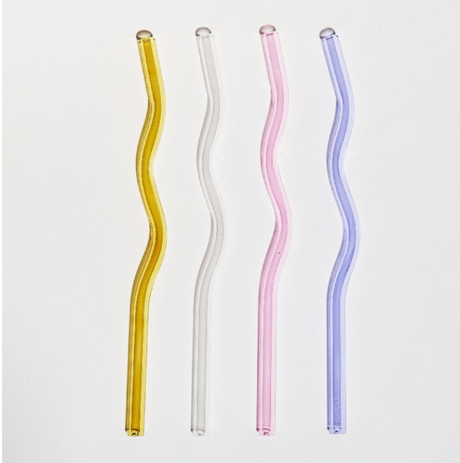 Colored Glass Straw Wave Curly Modern Fun Decor