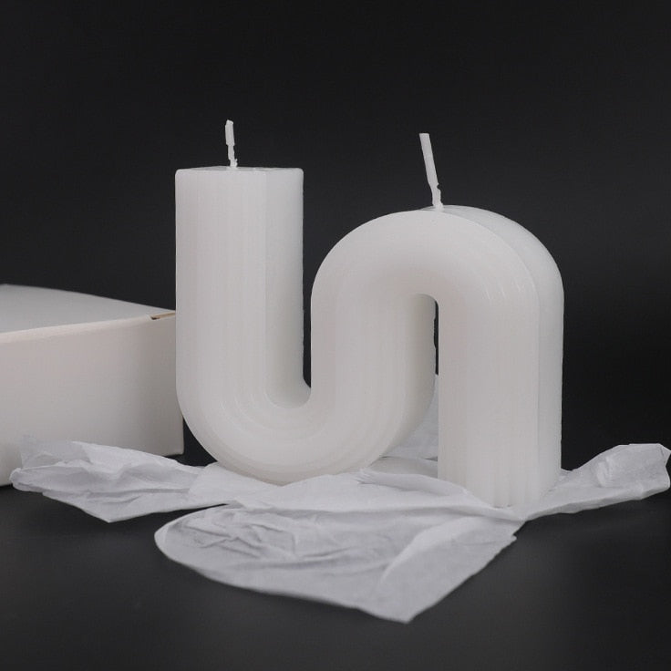 Decorative Accents Geometry Unique Candle Wave S Shape Unscented Decorative Candles