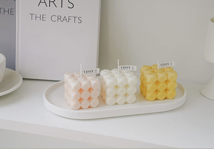 Decorative Accents Diamond Cutting Cube Scented Candles Square Cube