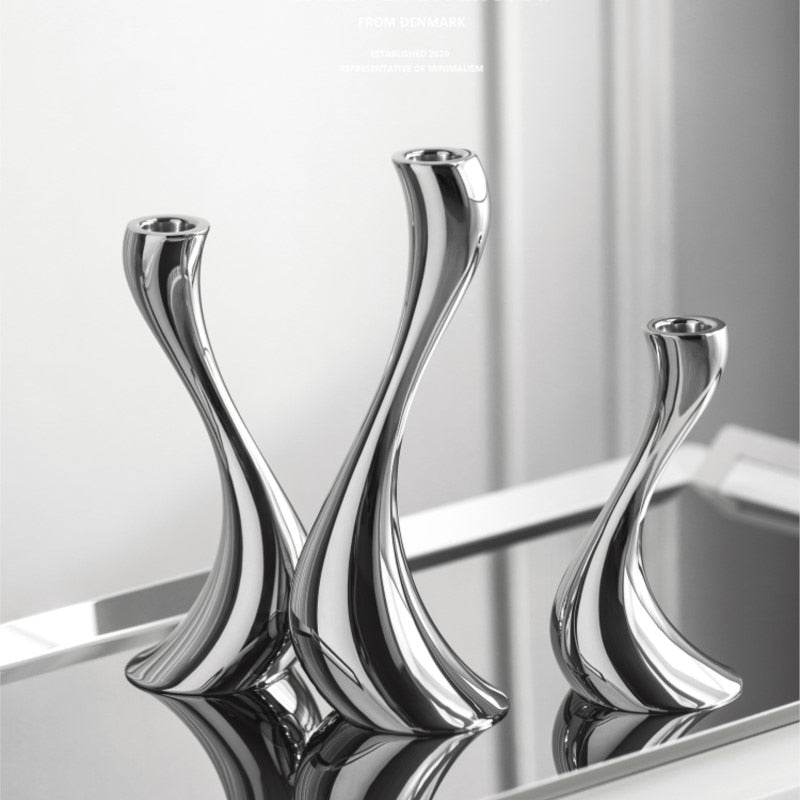 Chrome Glass Candle Holders