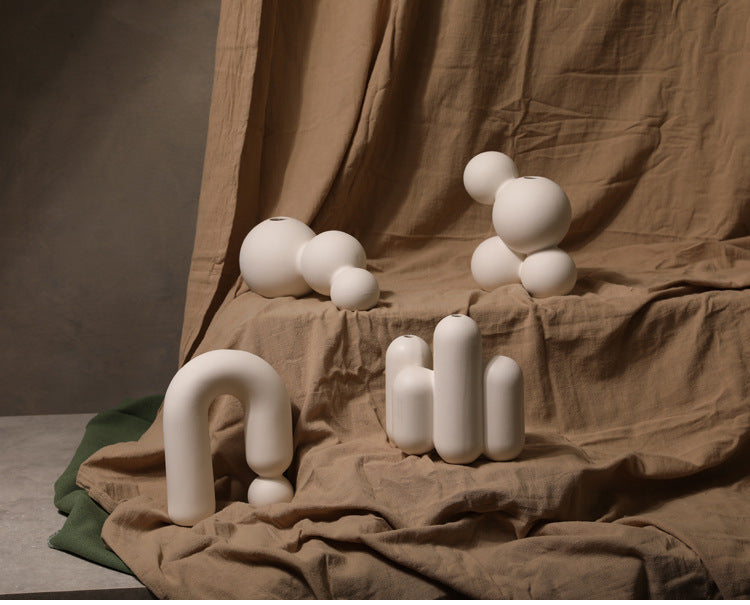 Ceramic and Porcelain White Pottery Vases Decorative Figurines