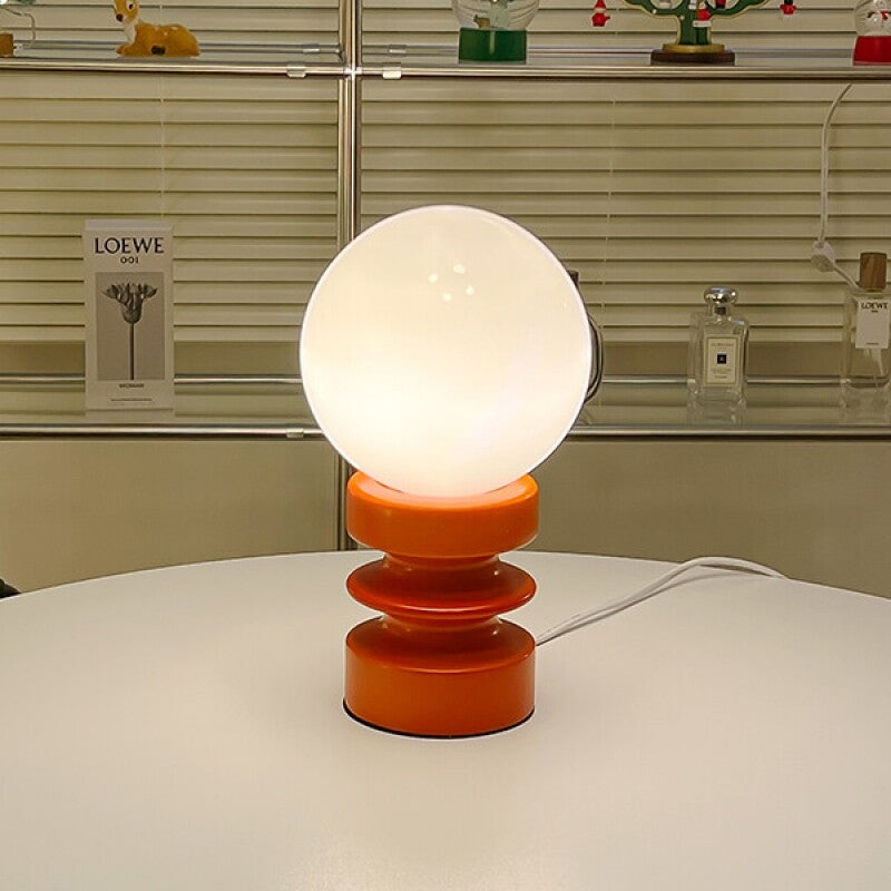 Globe Mid Century Glass & Wood Table Lamp Retro Shape