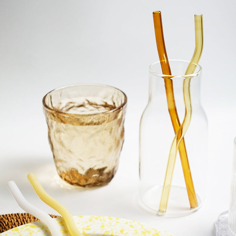Smoothie Straw With Glass Heart, Cocktail Straw, Glass Straws