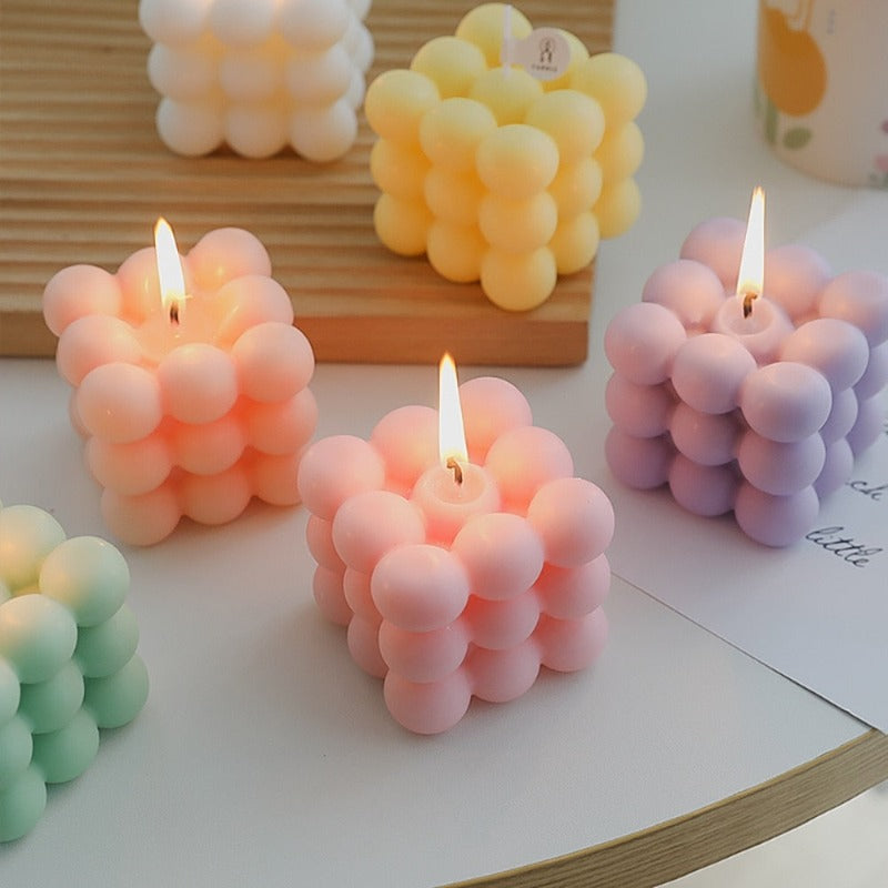 Lilac Bubble Cube Candle – The Fluffy corner