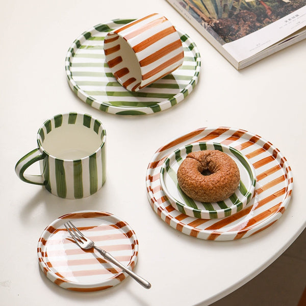 Hand Stripes Plates & Cup