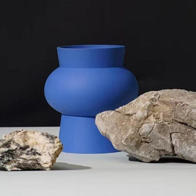 Cobalt Blue Round Ceramic Modern Vase