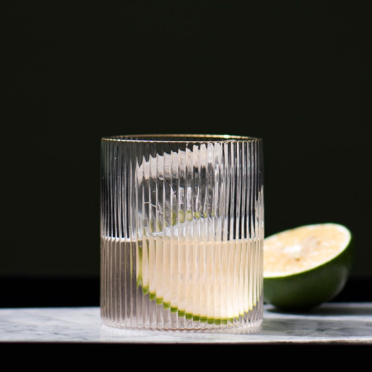 Glass Cup Transparent with Gold Inlay for Bathroom and Dining Accessories
