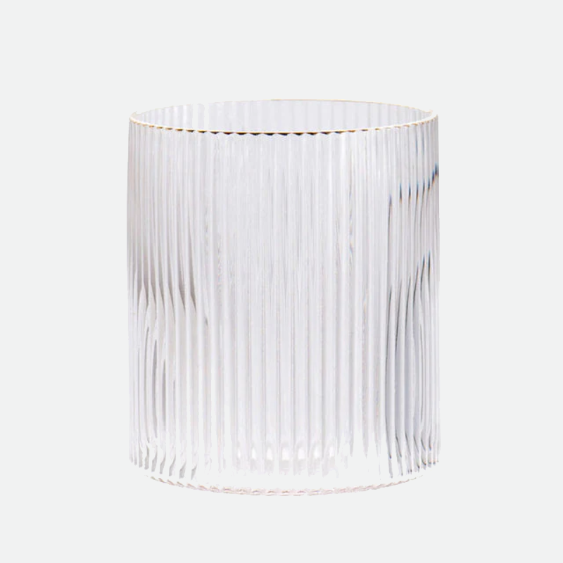 Glass Cup Transparent with Gold Inlay for Bathroom and Dining Accessories
