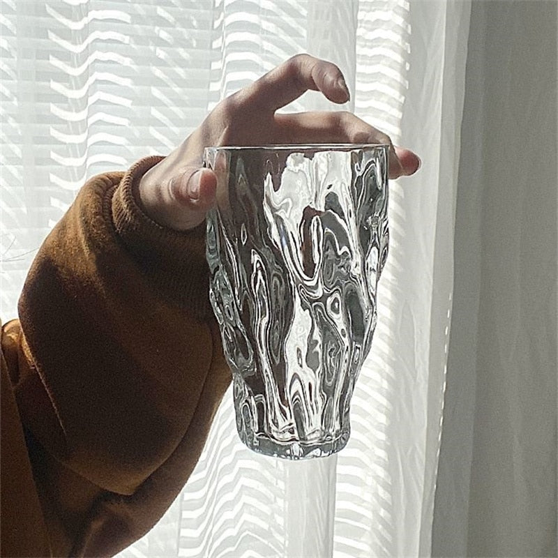 Twisted Transparent Whiskey Drinking Glass 