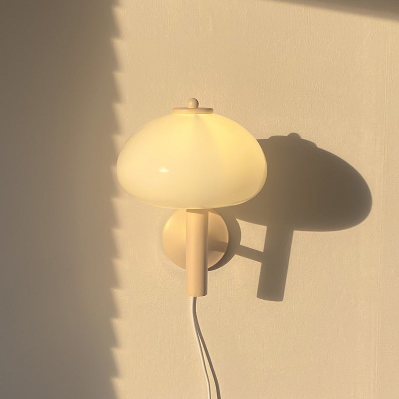 Cream Mushroom Glass Wall Light