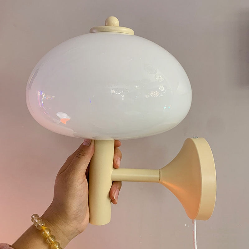 Cream Mushroom Glass Wall Light