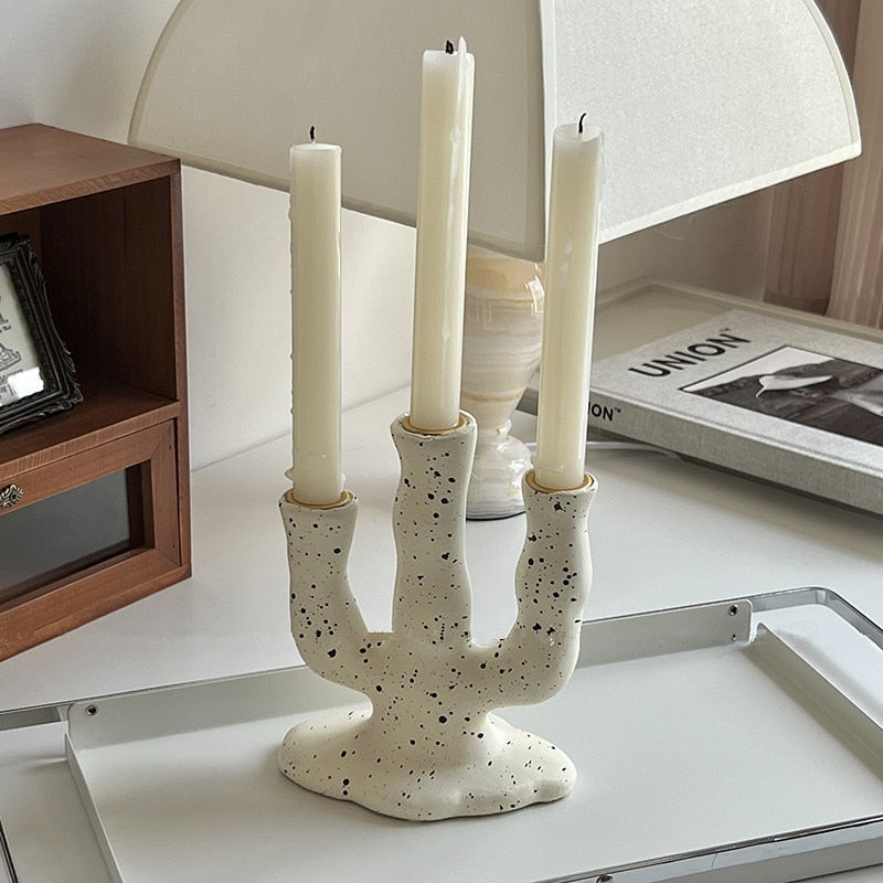 Black and White Resin Vintage Candle Holder 
