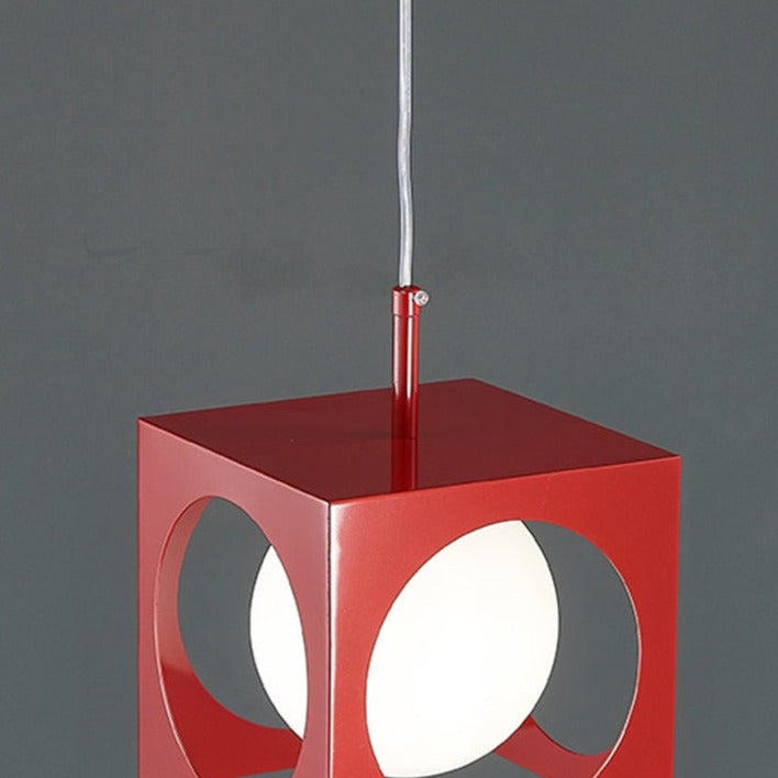 Suspension LED Space Age Cube Rouge