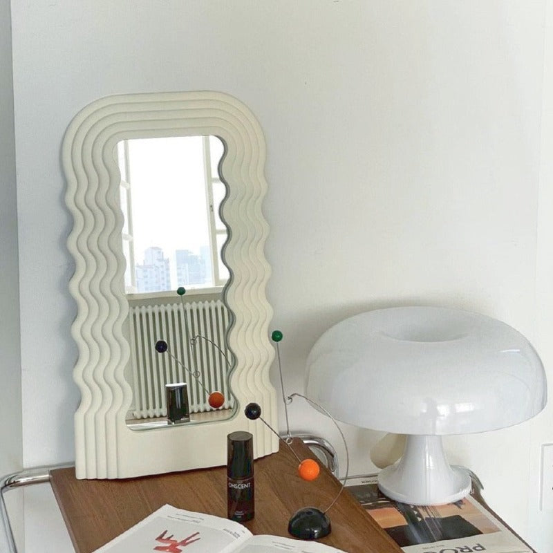 Home Decoration Desktop Framed Wave Bathroom Mirror 