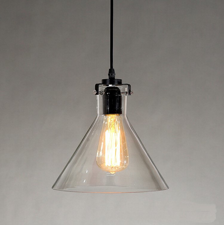Funnel Design Clear Glass Pendant Lamp