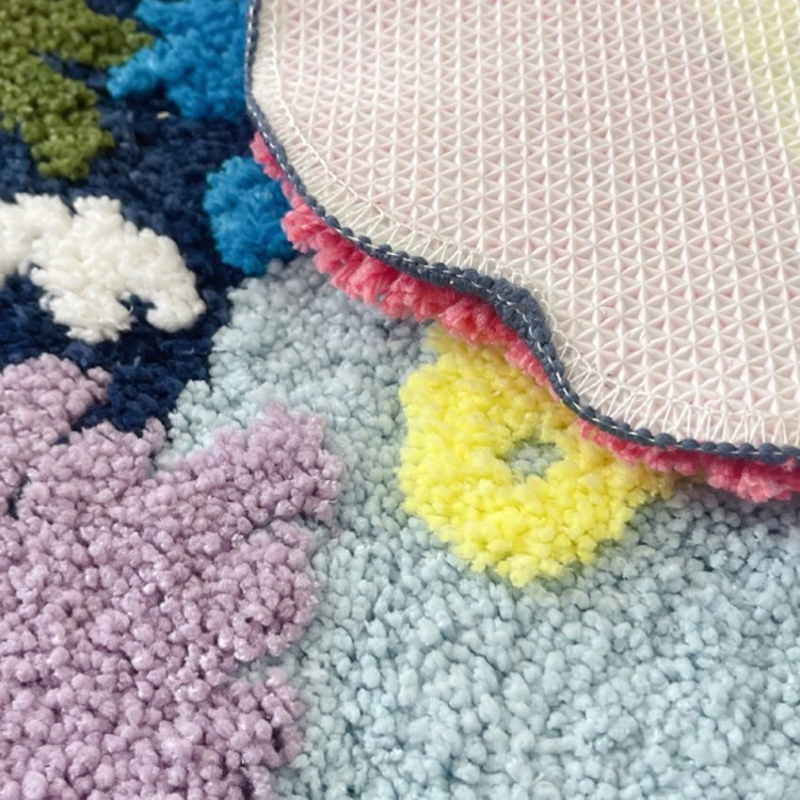 vintage 3D tufting floral Rug yarn dyed