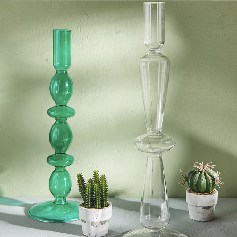 Geometric Eco-friendly blown glass candle holder
