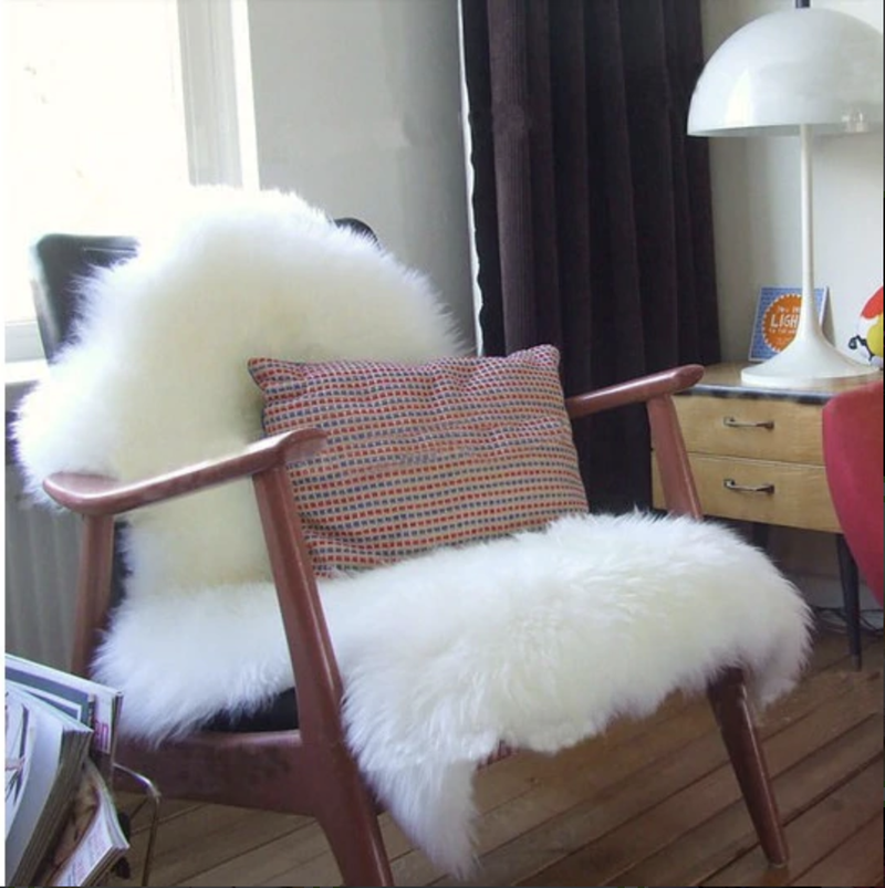 rectangle white faux fur sheepskin throw and area rug