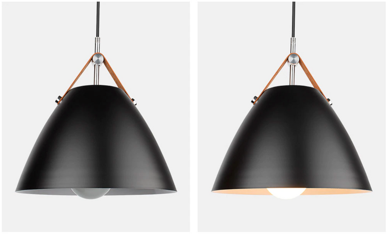 Cone Pendant Light with Faux Leather Strap