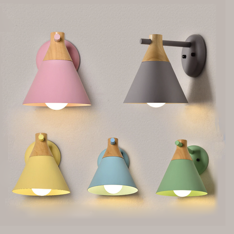 Cone Bell Metal & Wood LED Wall Light