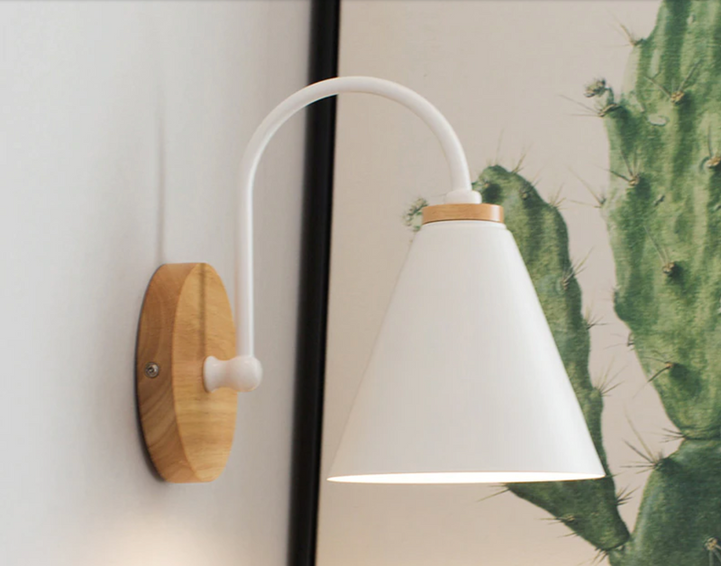 Elegant Curve Wood & Metal Wall Lamp