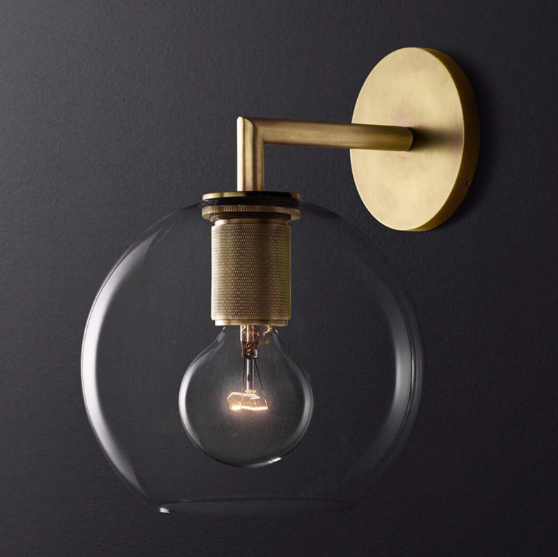 industrial art deco wall lamp brass glass 