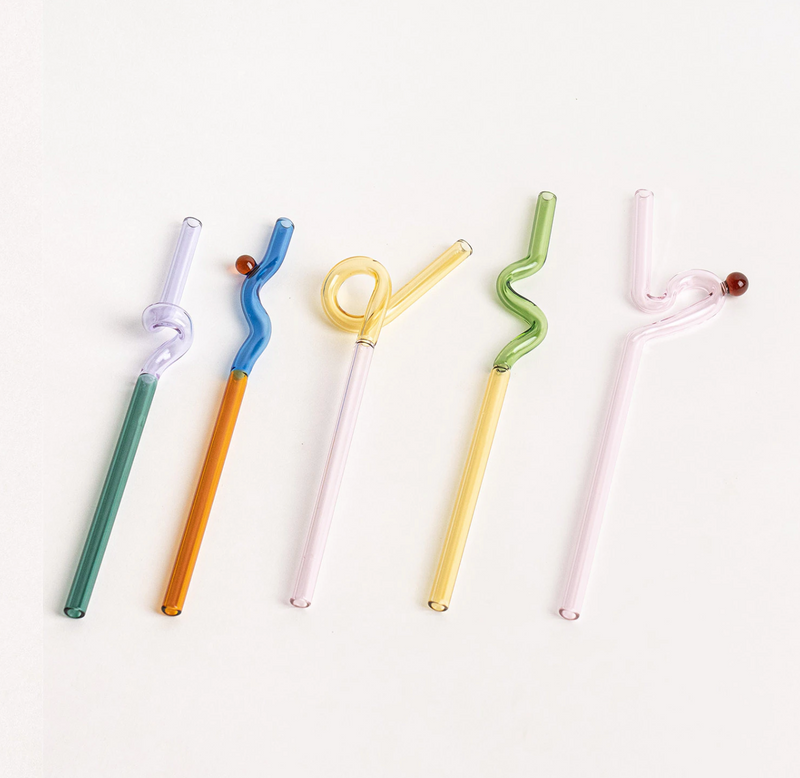 Long Glass Straws Clear Glass / 4 Pack / Combo