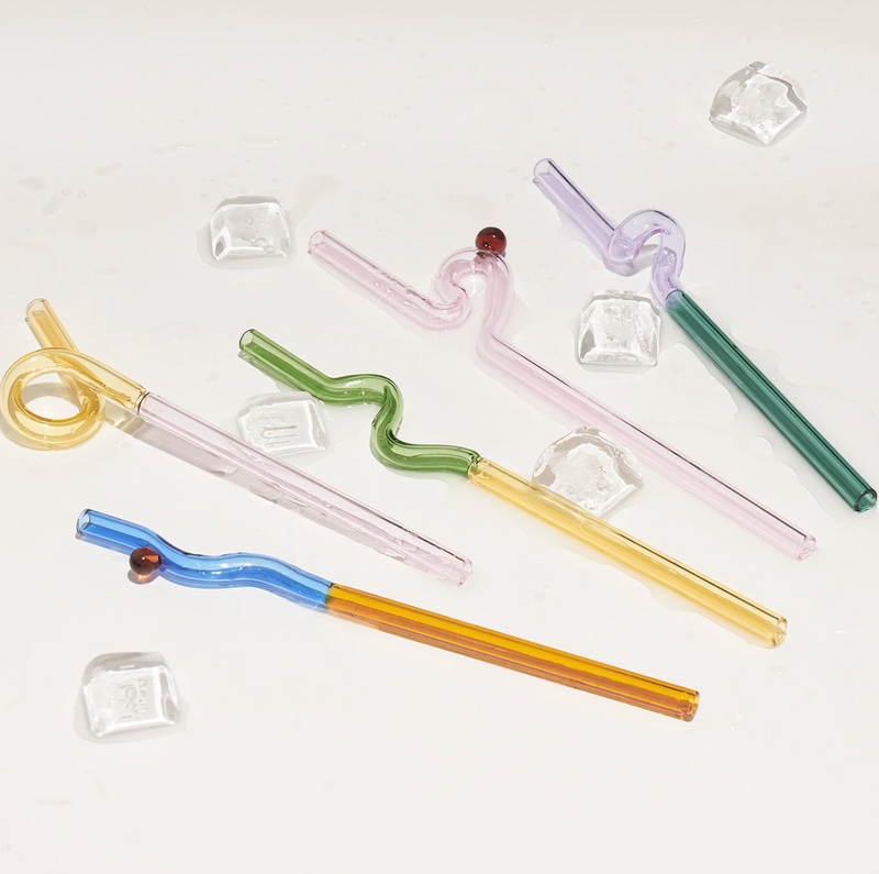 Colourful Bent Glass Straws – Luna Curates