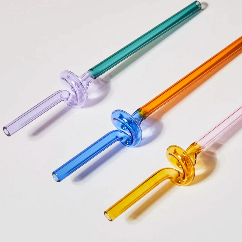 trus. - Swirl glass straws - pastel - set of 4