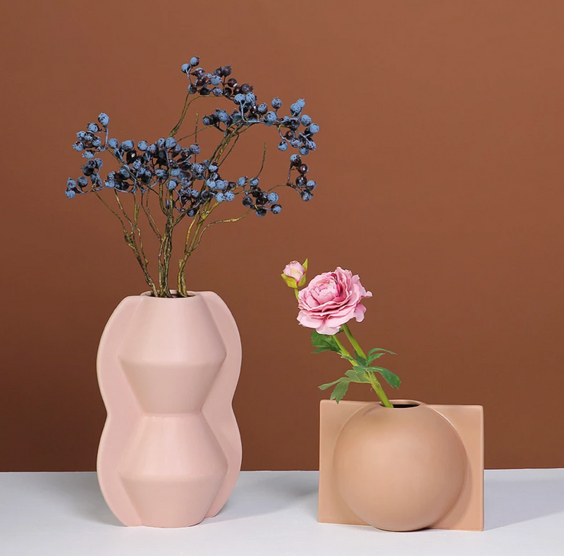 modern ceramic vase artistic shapes nude tones