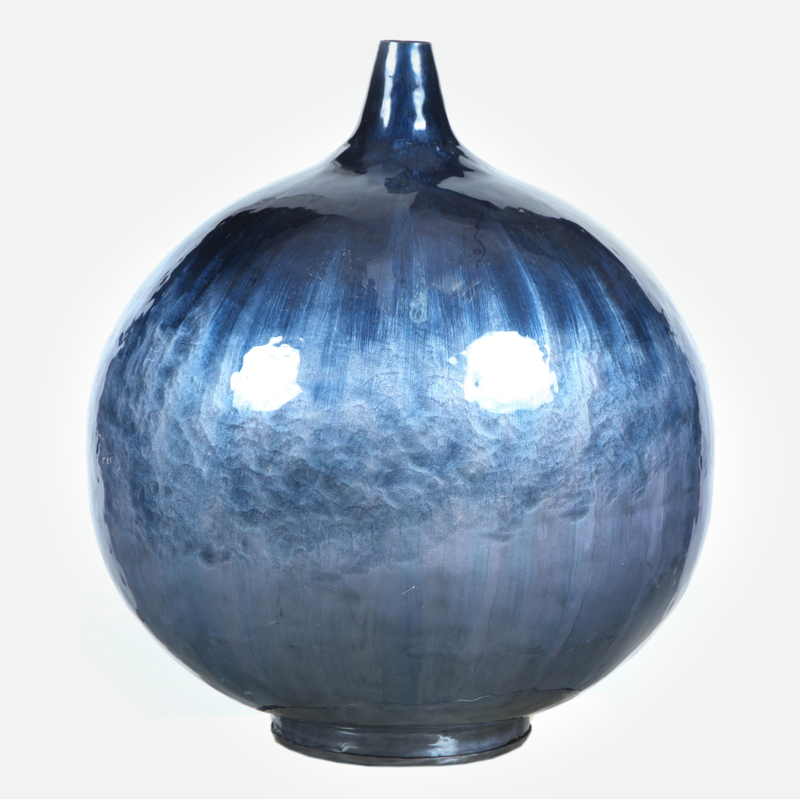 Bahamas Blue Enamel Round Vase
