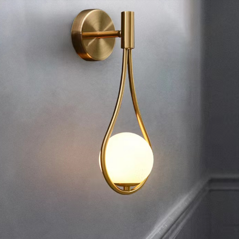 Loop Brass and Sphere Sconce