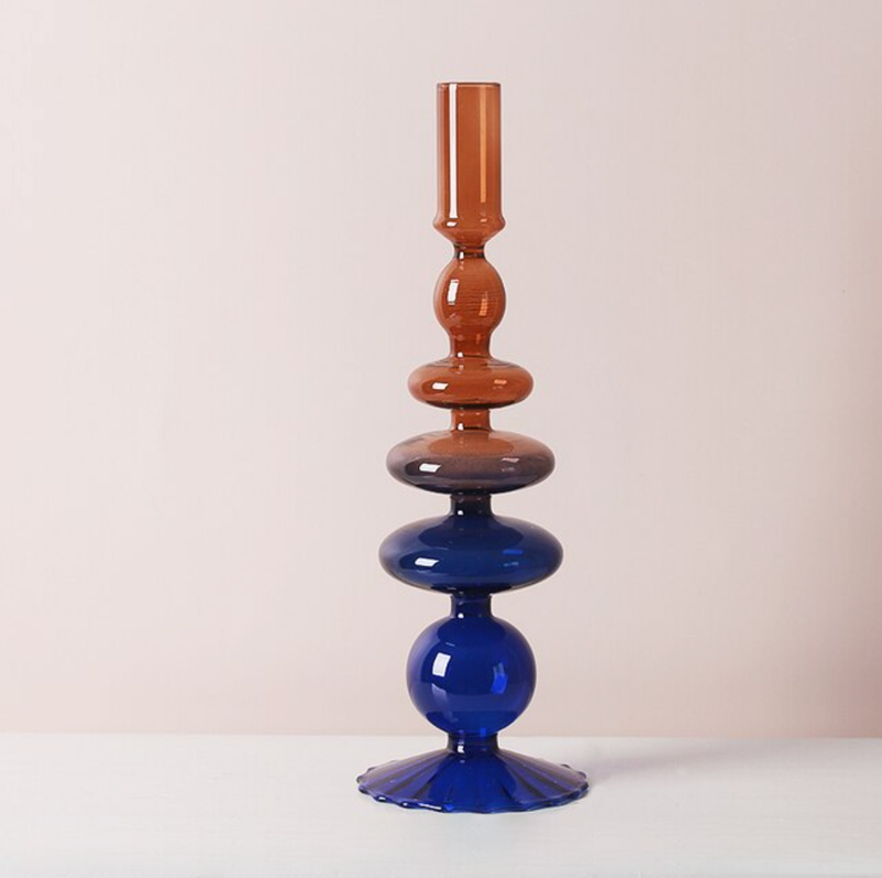 Three Color Gradient Glass Candle Holders