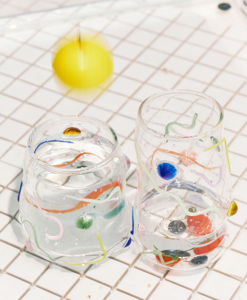 Sugar Coated Confetti Handmade Glass Graphic Organic shape colored cocktail glass