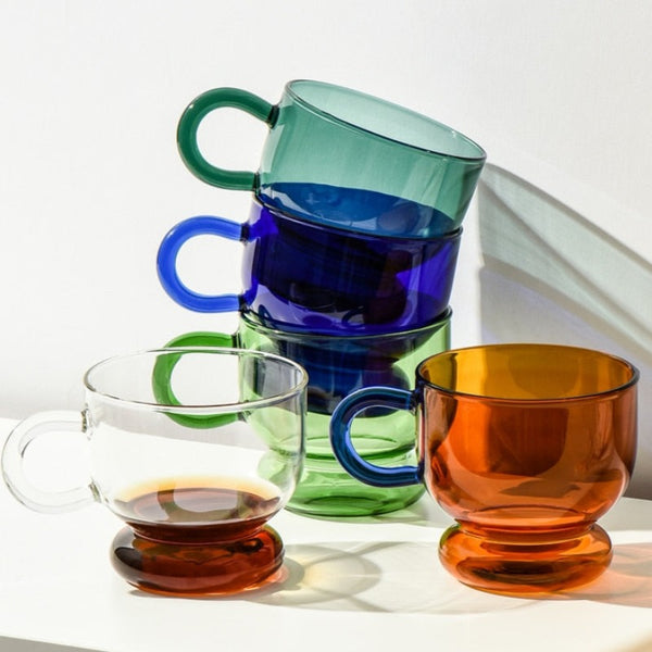 Vibrant Glass Mugs With Fruit Patterns & Colored Handles (4 Designs) –  Cupperfield