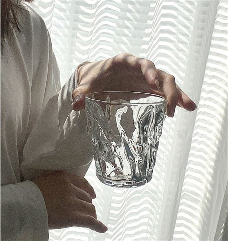 Twisted Transparent Whiskey Drinking Glass 