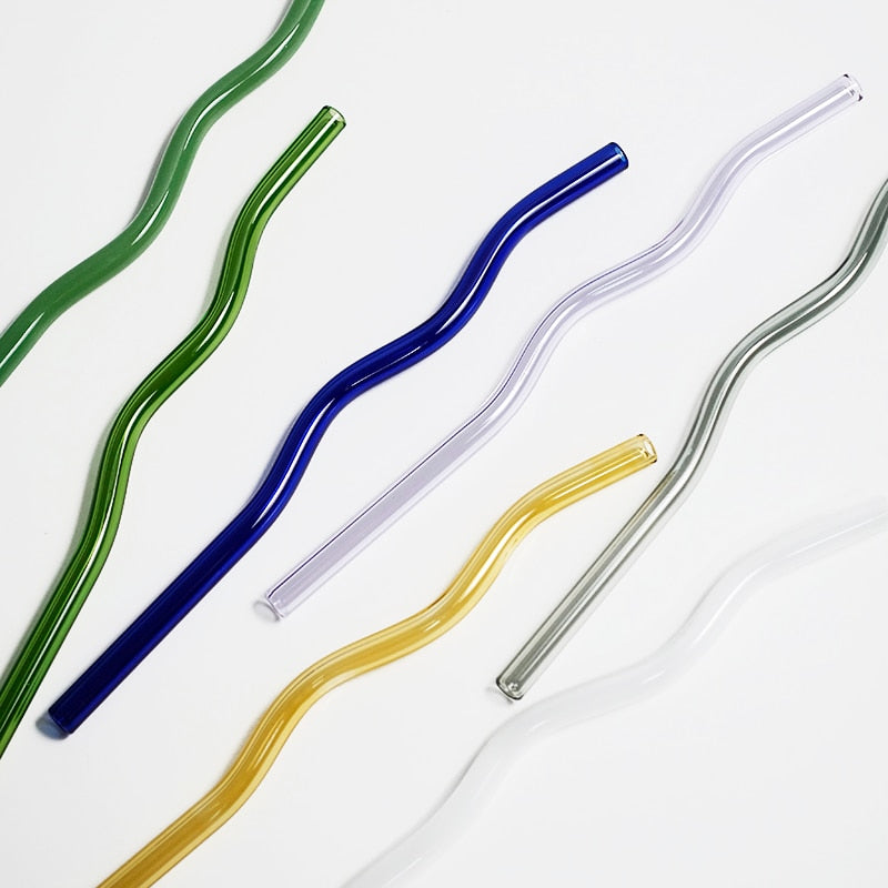Colored Glass Straw Wave Curly Modern Fun Decor