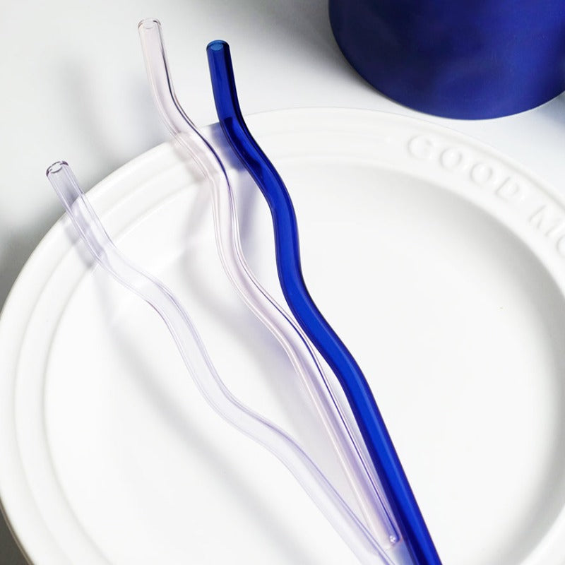 Colored Glass Straw Wave Curly Modern Fun Decor