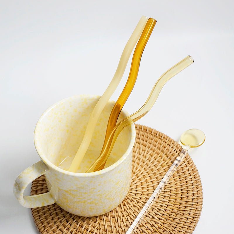 Colored Glass Straw Wave Curly Modern Fun Decor