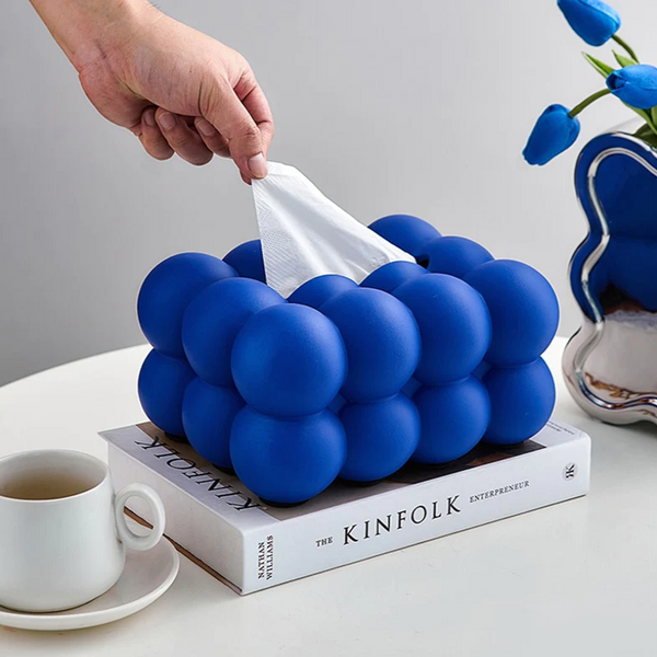 Porcelain Blue Ball Shape Tissue Organizer