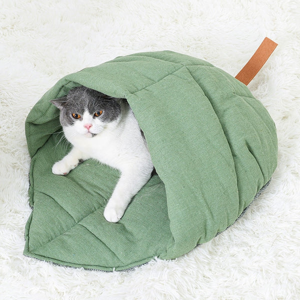 Cotton Fabric Color Green Soft Cats Bed 